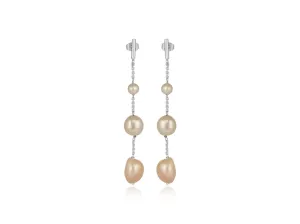 Lola Knight - Alora - Minimal Bridal Pearl Earrings - Silver