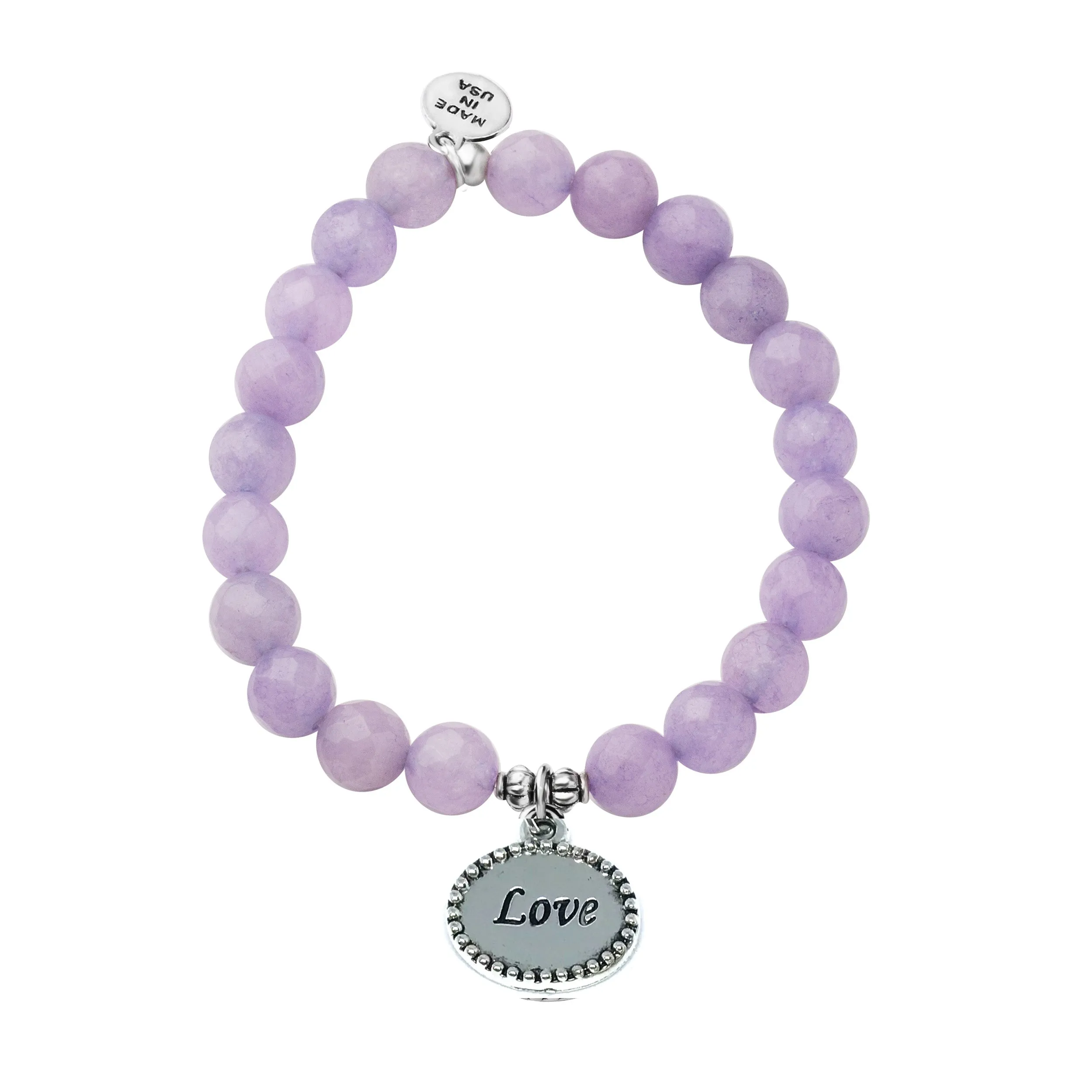 Love | Stone Beaded Charm Bracelet | Lt. Amethyst - Inspiration