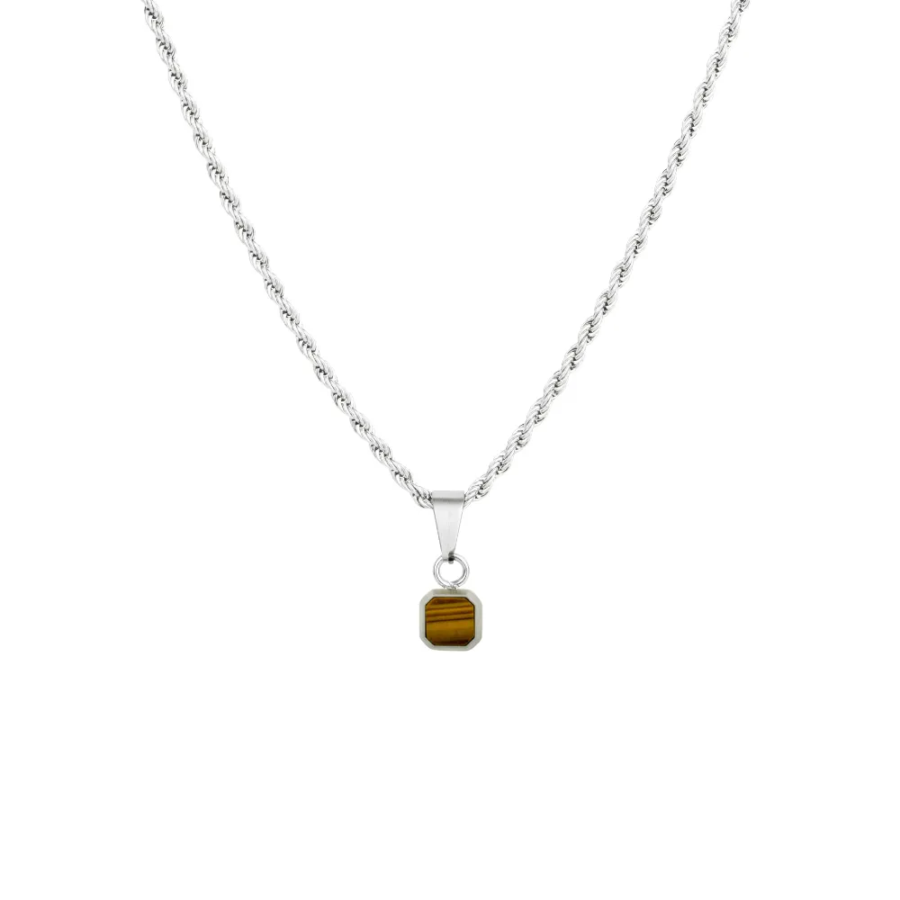 Mini Tigers Eye Pendant - Silver