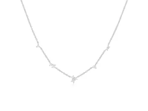 Multi Diamond Cluster White Gold Necklace