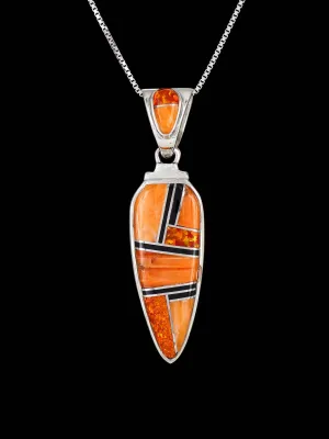 Native American Spiny Oyster Inlay Pendant