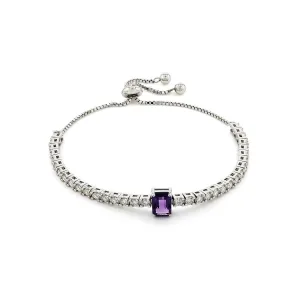 Natural Octagon Dark Amethyst Bracelet