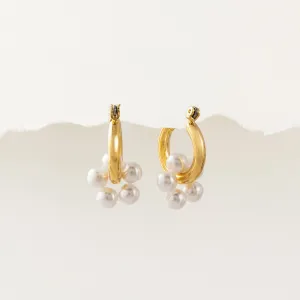 Neptune Pearl Cluster Hoop Earrings