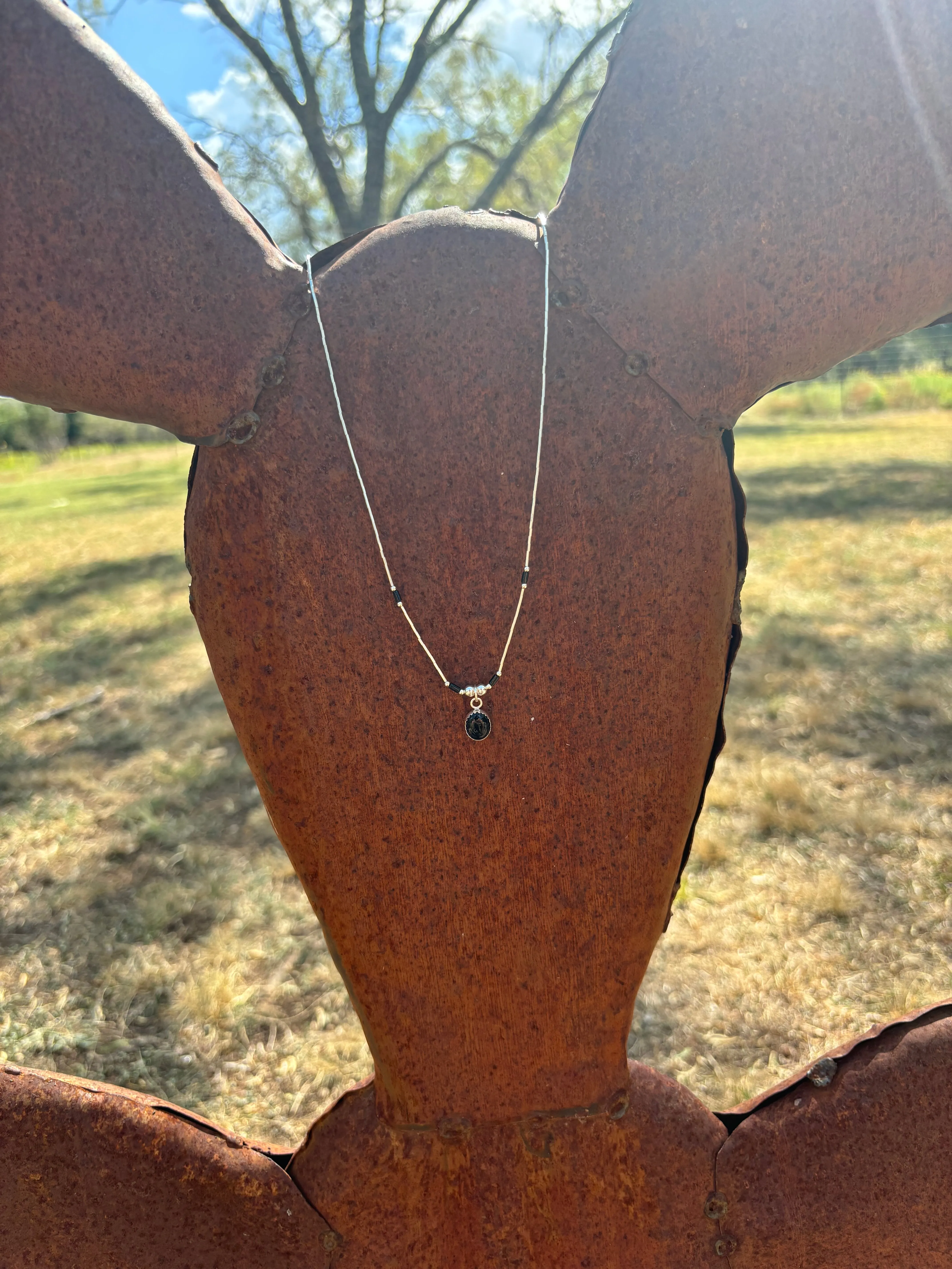 Onyx Dainty Liquid Silver Necklace