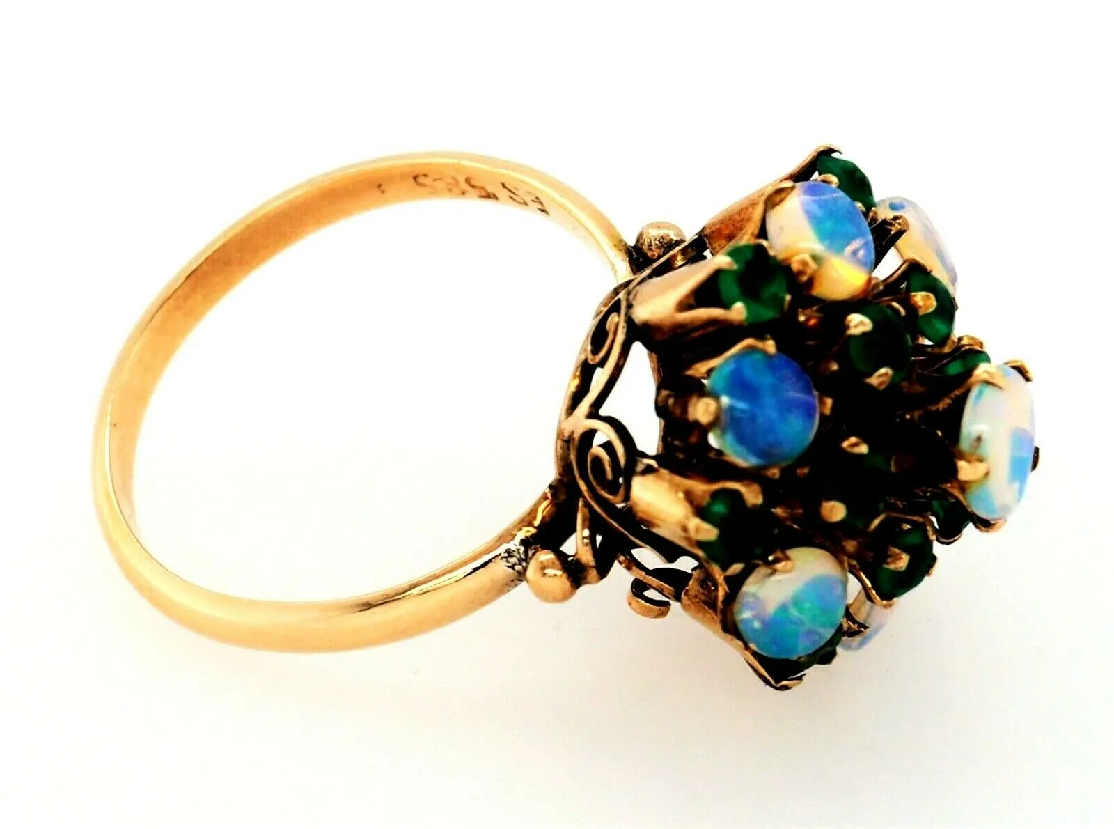 Opal & Paste 14ct Yellow Gold Dress Ring - Fine Statement Jewellery