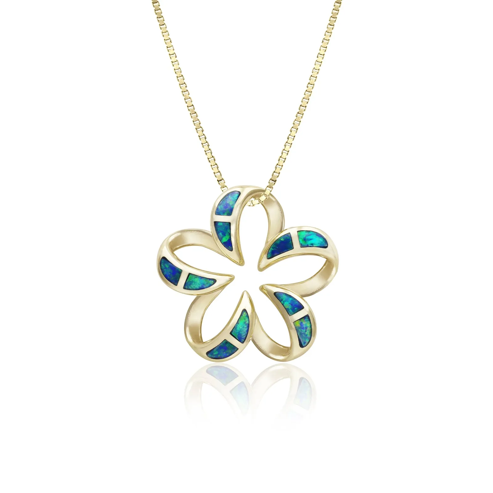 Opal Floating Plumeria Pendant