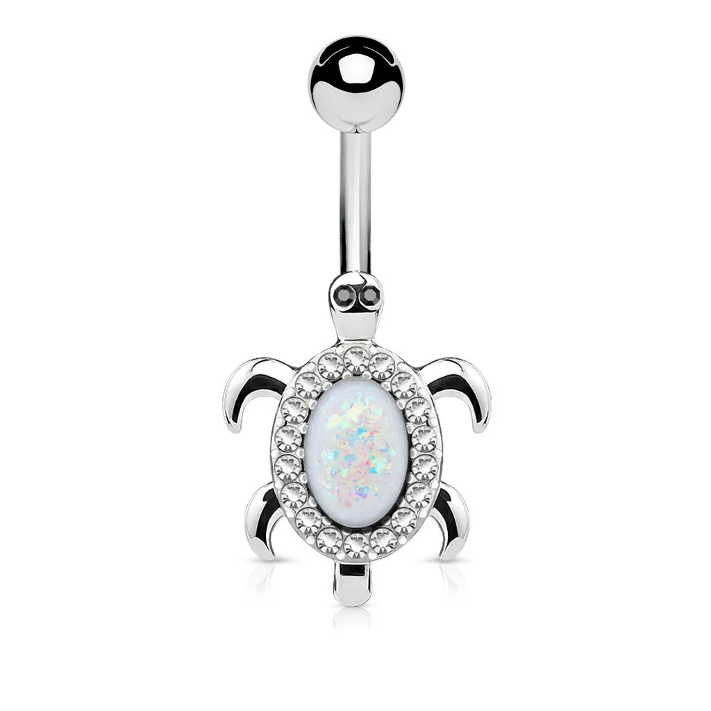 Opal Glitter Turtle Belly Ring