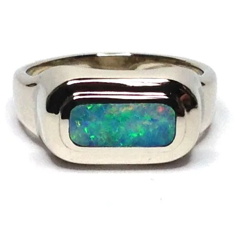 Opal Rings Rectangle Inlaid Design Lady's Ring