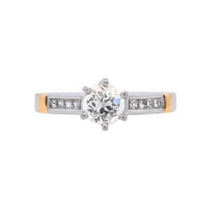 Platinum Two- Tone Round Diamond 0.63Ct Solitaire Engagement Ring