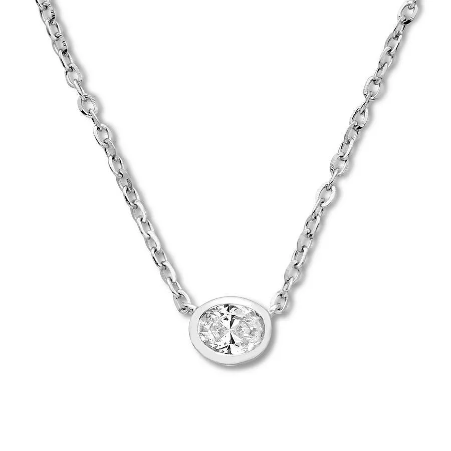 Pre-Owned Jared 1/8 ct Diamond Solitaire Necklace in 10K White Gold