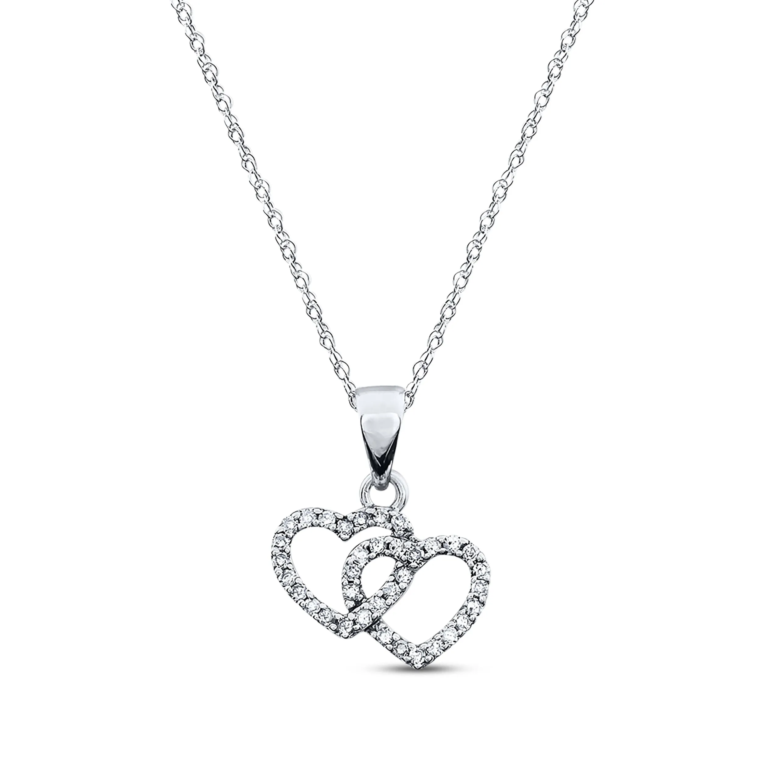 Pre-Owned Jared 1/8ct Diamond Heart Pendant Necklace in 10k White Gold