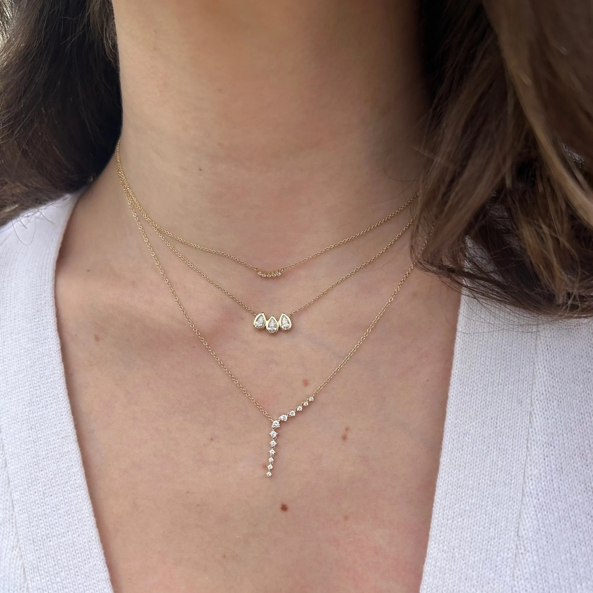 Prong Set Diamond Waterfall Necklace