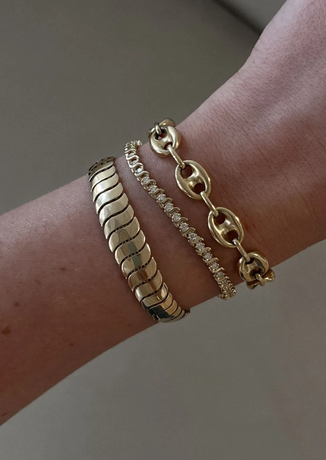 Puffed Mariner Chain Bracelet Gold