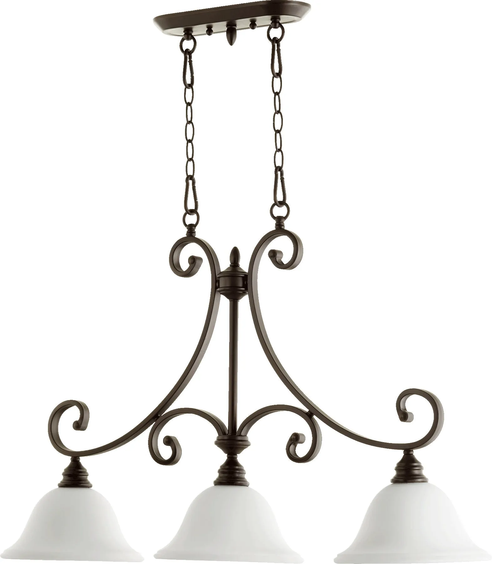 Quorum Bryant 6554-3-186 Island Light - Oiled Bronze W/ Satin Opal