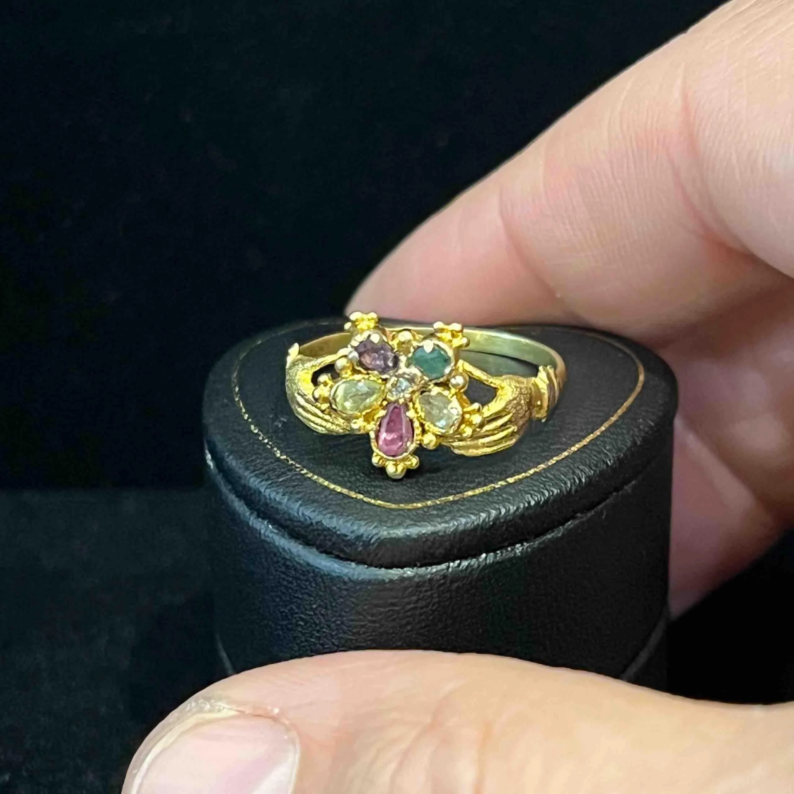 RARE Georgian 18ct Fede 'REGARD' Cluster Ring