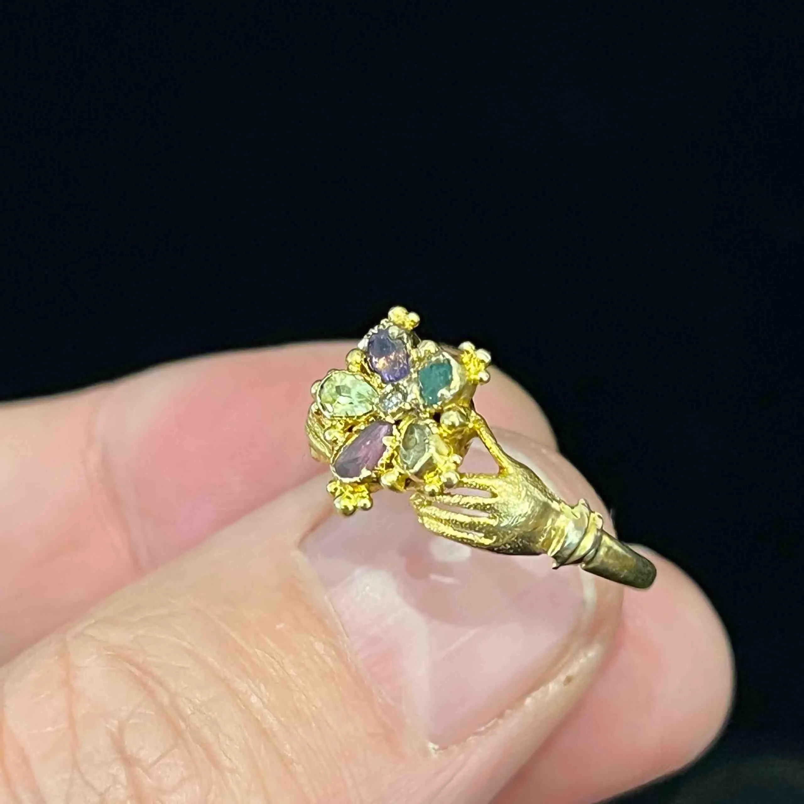 RARE Georgian 18ct Fede 'REGARD' Cluster Ring