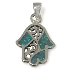 Ravishing Hamsa Pendant With Blue Opal