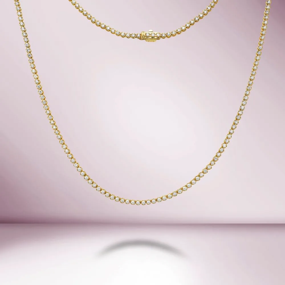 Ready to Ship Diamond Tennis Necklace (3.50 ct.) 1.6 mm Buttercup Setting in 14K Gold