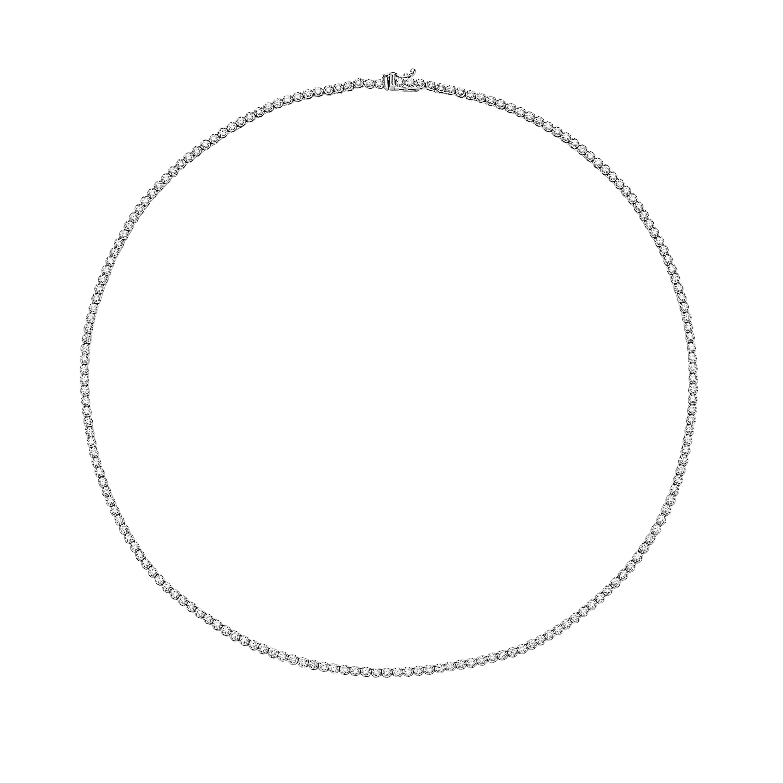 Ready to Ship Diamond Tennis Necklace (3.50 ct.) 1.6 mm Buttercup Setting in 14K Gold