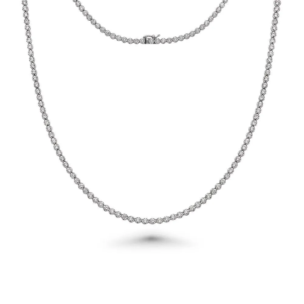 Ready to Ship Diamond Tennis Necklace (3.50 ct.) 1.6 mm Buttercup Setting in 14K Gold