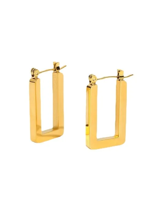 Rectangle Chunky Hoop Earrings,  18K Gold Plated Luxury Titanium Earrings