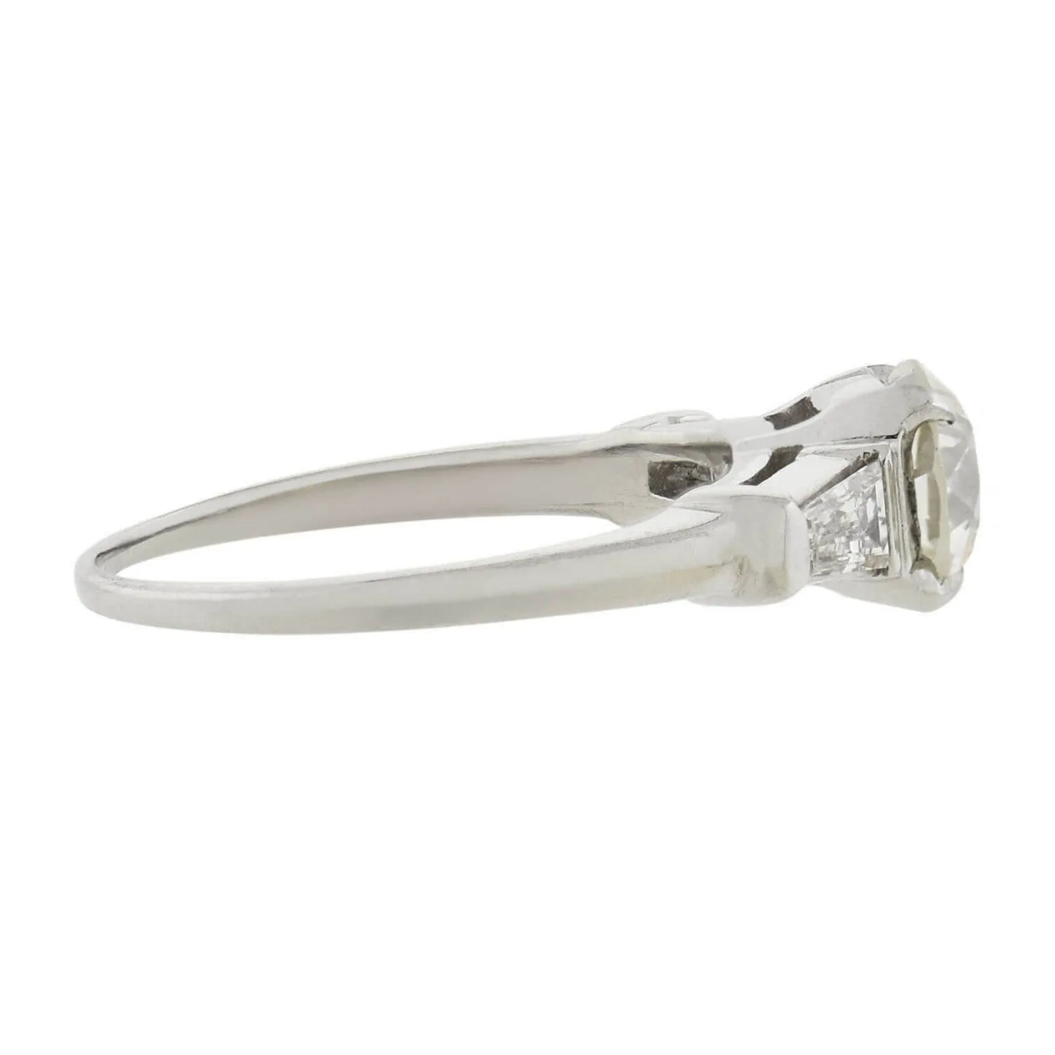 Retro Platinum Diamond Engagement Ring 0.99ct center