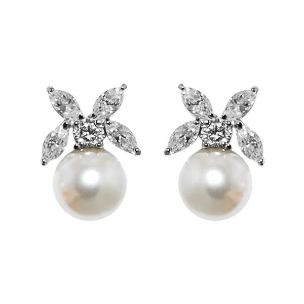 Riya Crystal and Pearl Earrings