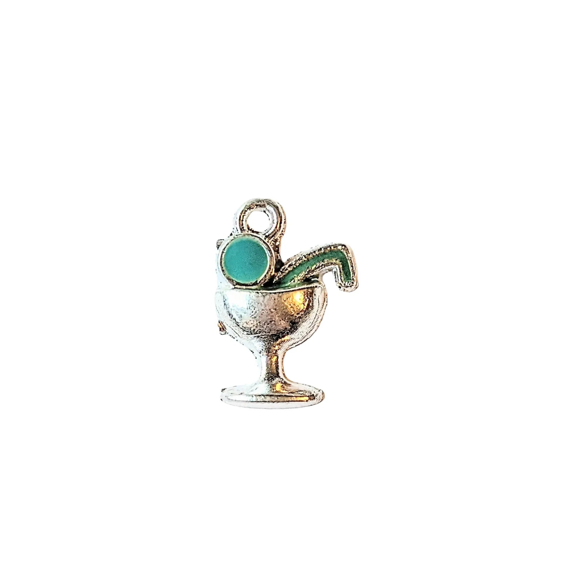 Silver Blue Tropical Drink Charm