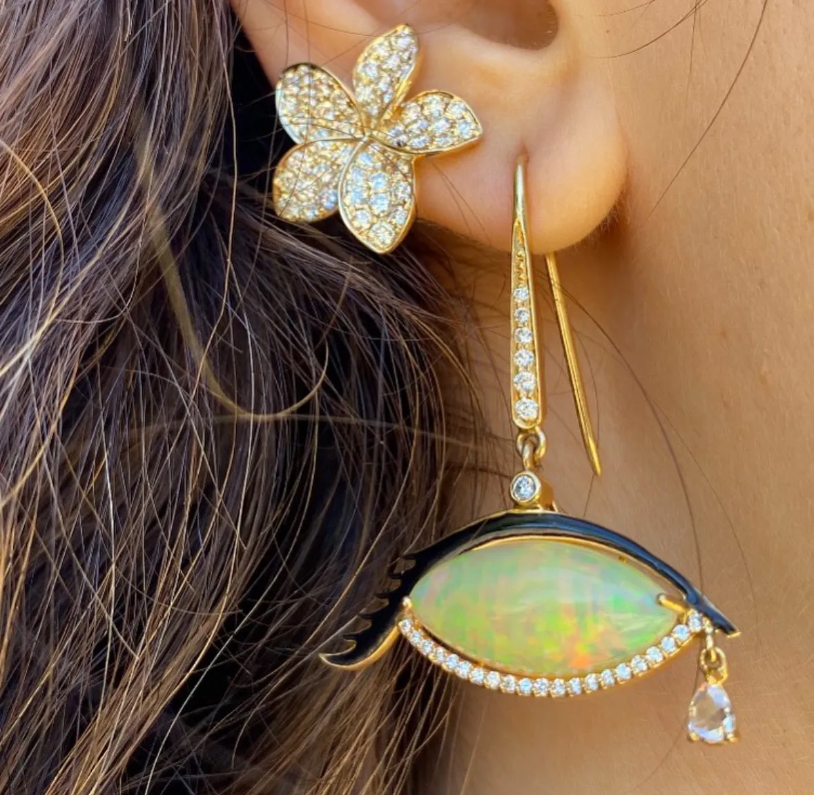 Single Surreal Opal Eye Earring