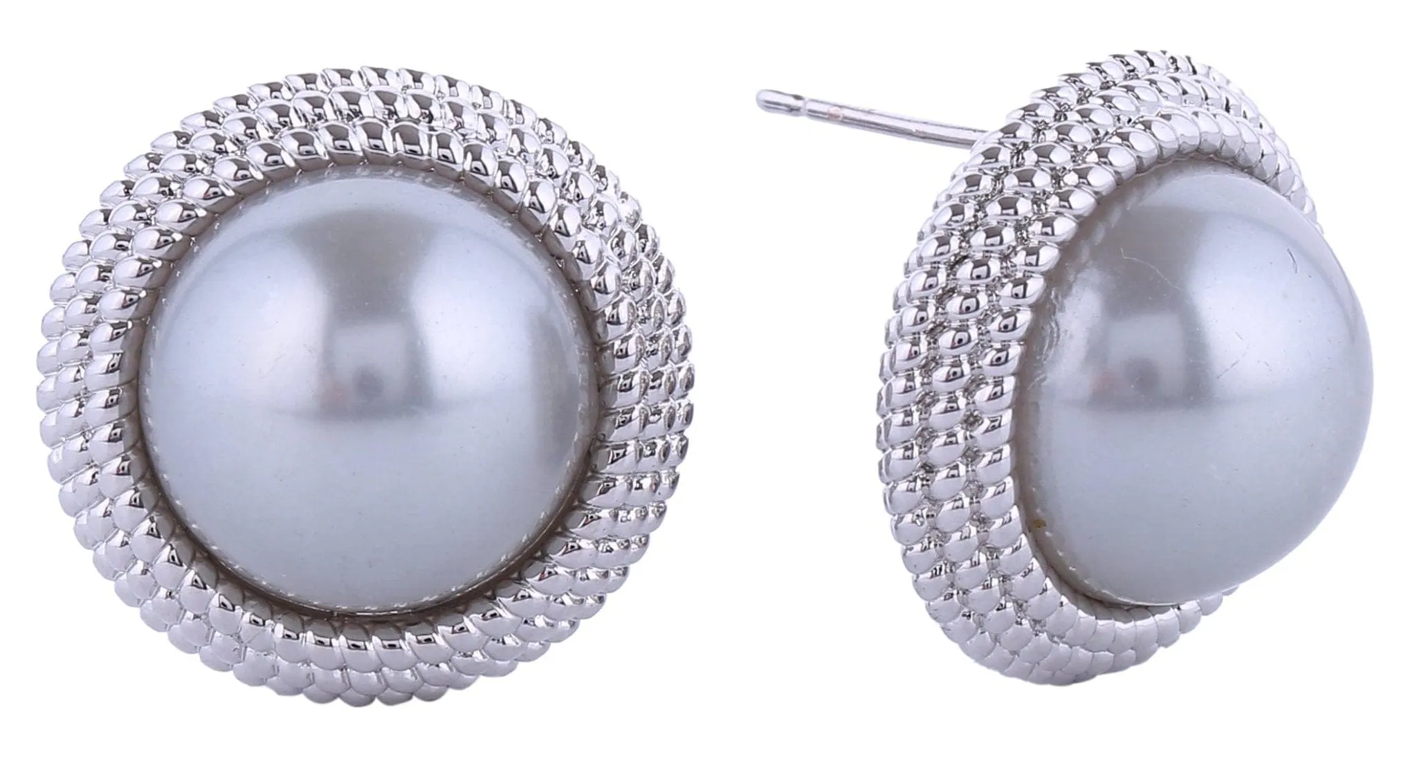 SJE310956 14K Pearl Button Post Earrings