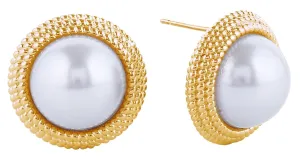 SJE310956 14K Pearl Button Post Earrings