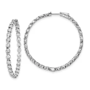 Sterling Silver 54 Stones Round Hoop Earrings