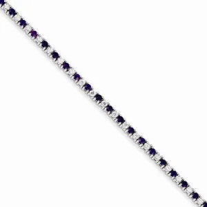 Sterling Silver Amethyst Diamond Bracelet