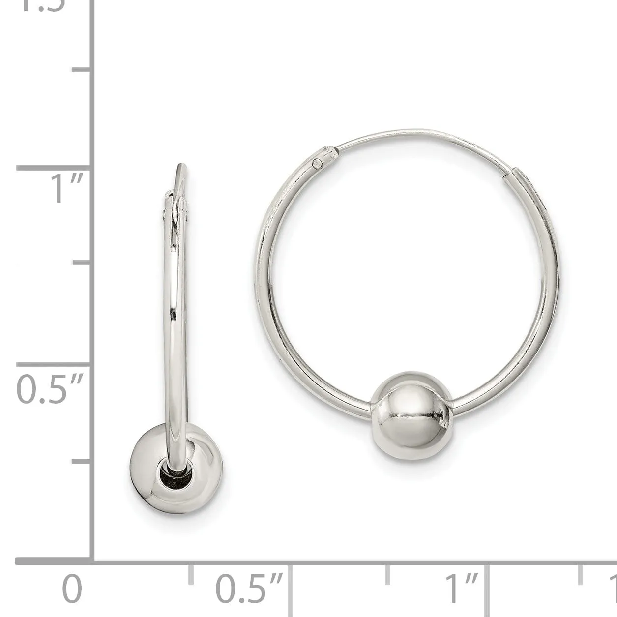 Sterling Silver Ball Bead Hoop Earrings