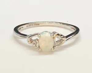 Sterling Silver Created Opal Ring