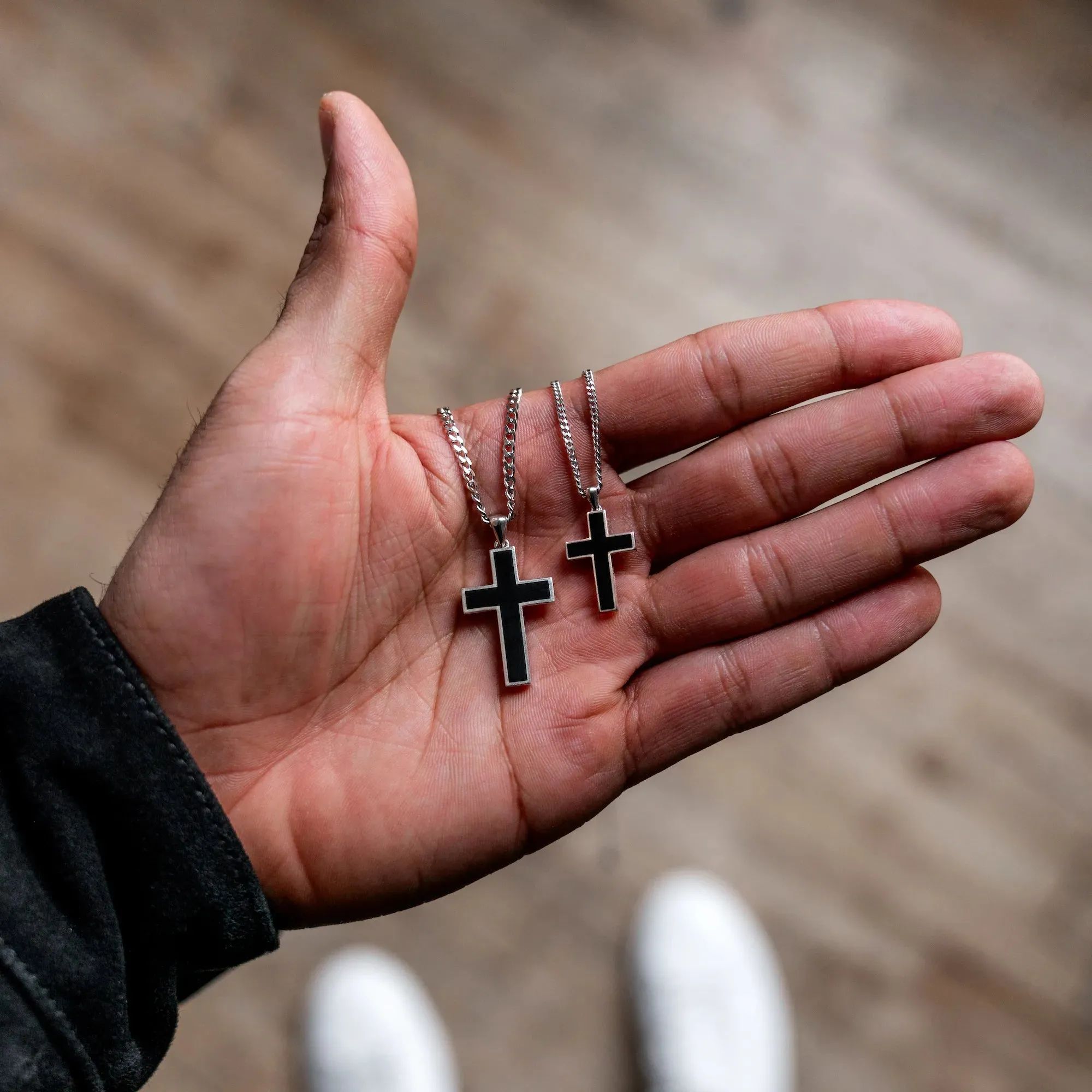 Stone Cross Pendant - Black Onyx