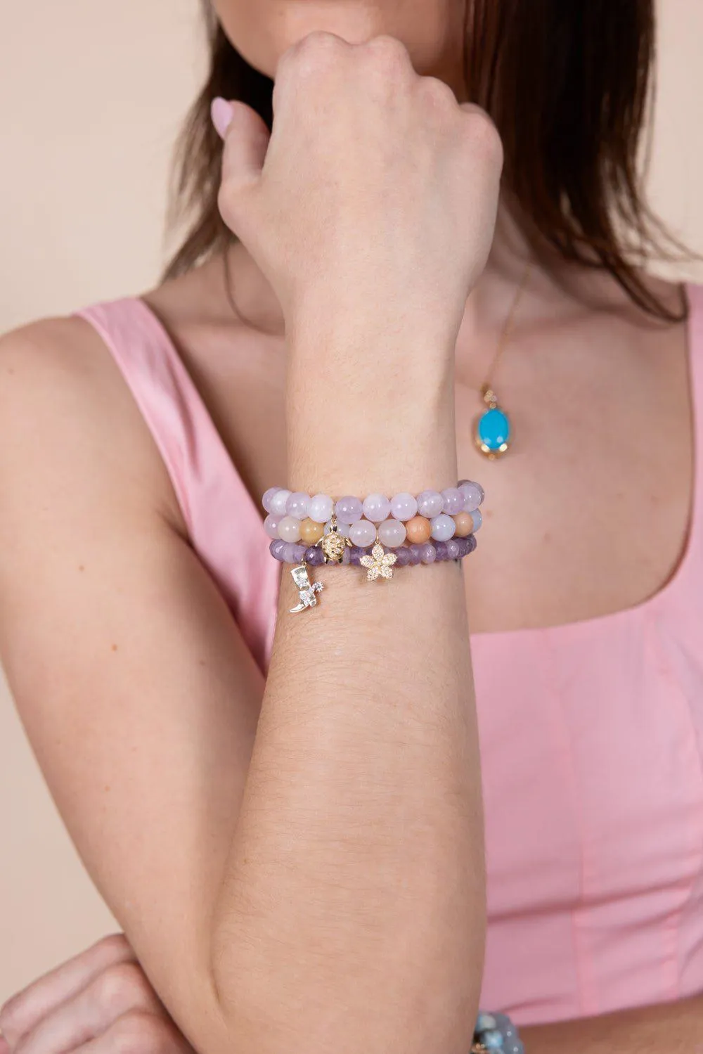 Turtle Amethyst Charm Bracelet