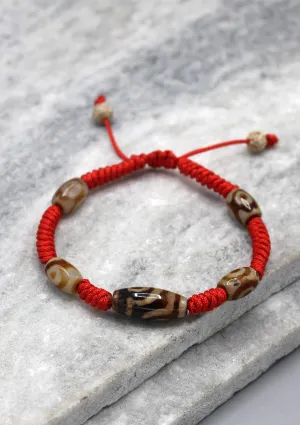 Two Eyes Dzi Bead in Lucky Knots Bracelet