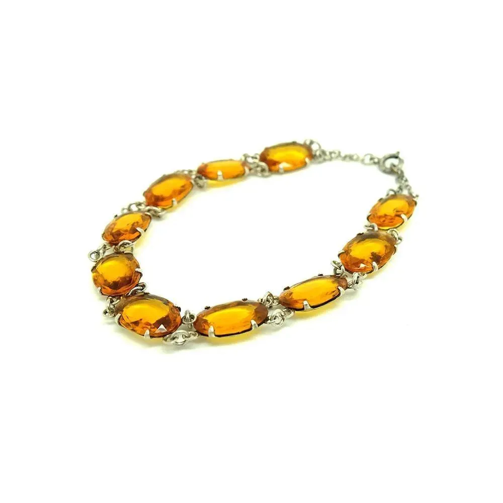 Vintage 1930's Bohemian Amber Glass Bracelet