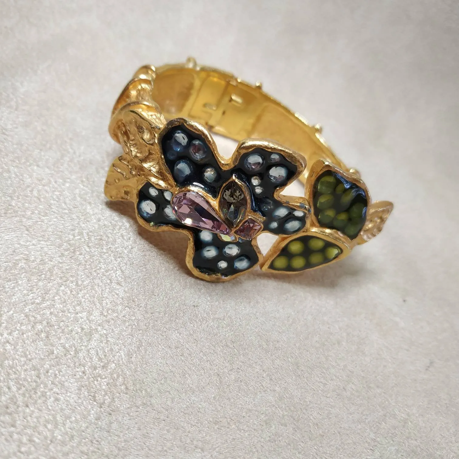 Vintage Christian Lacroix Bracelet Floral Multi-Coloured