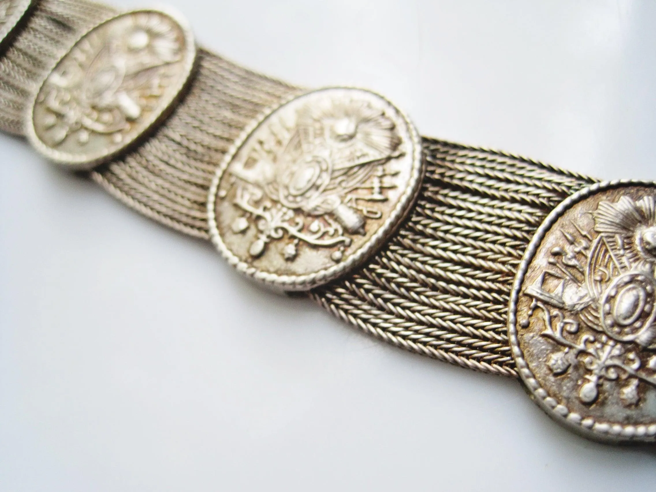 Vintage Turkish Silver Multi Chain Mesh Bracelet