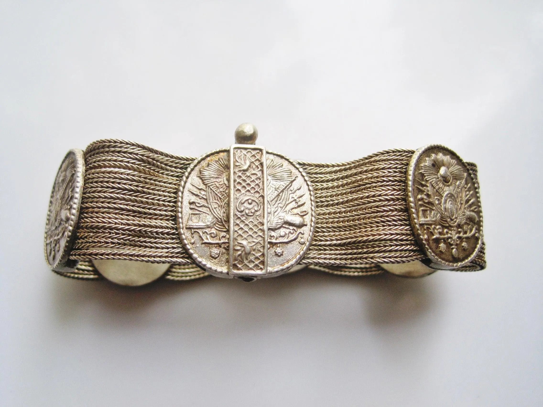 Vintage Turkish Silver Multi Chain Mesh Bracelet