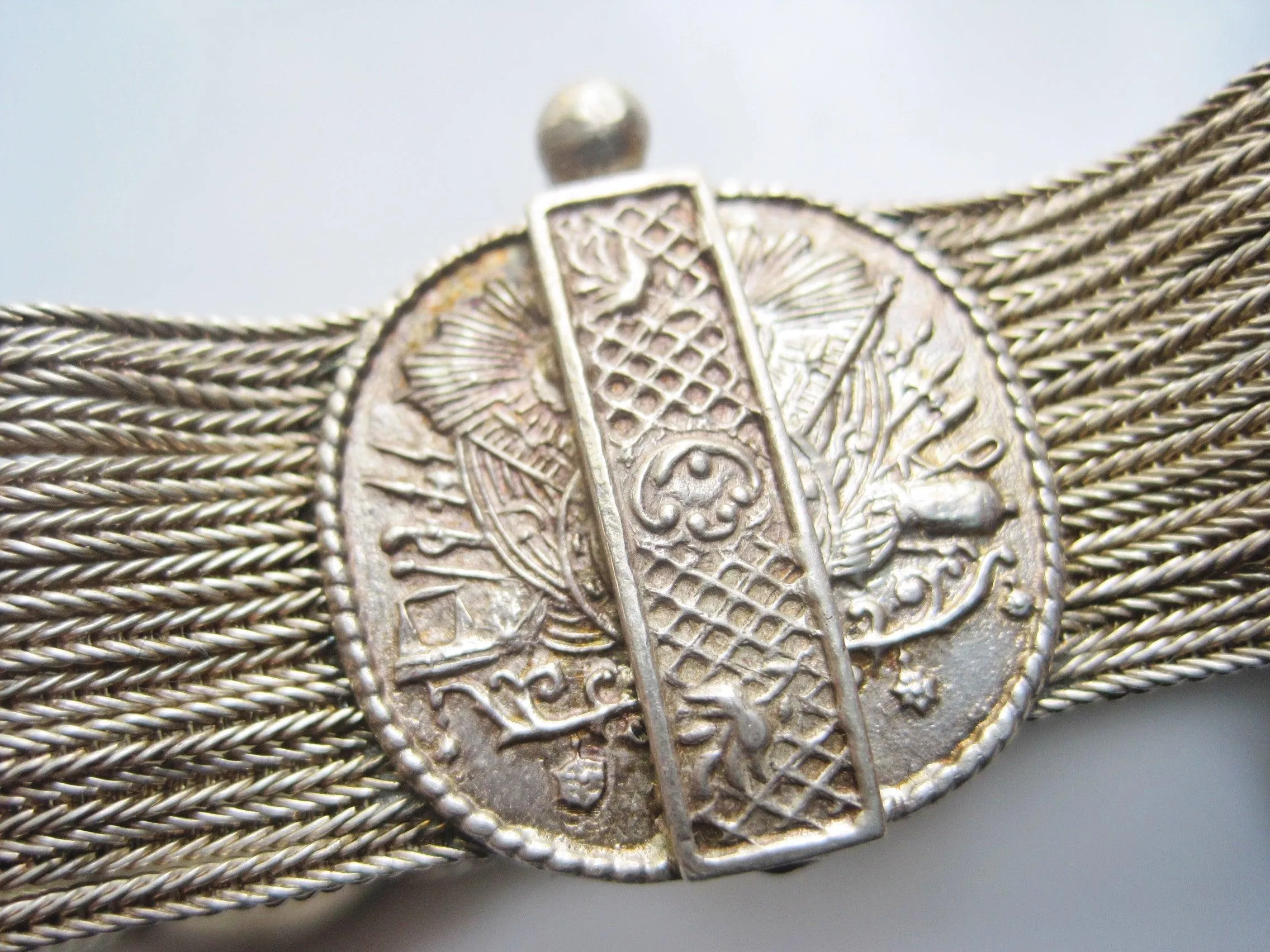 Vintage Turkish Silver Multi Chain Mesh Bracelet