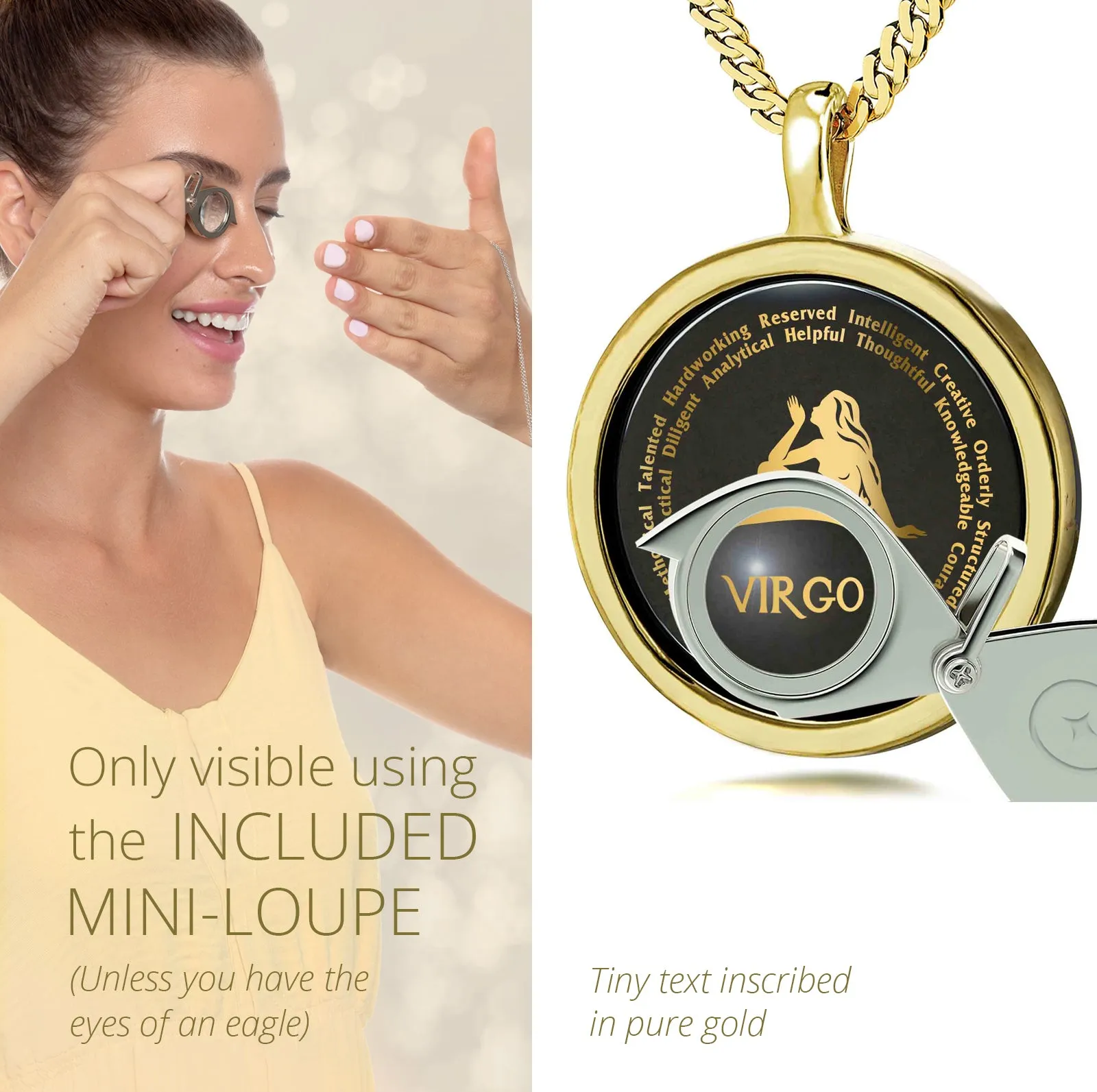 Virgo Necklaces for Lovers of the Zodiac 24k Gold Inscribed