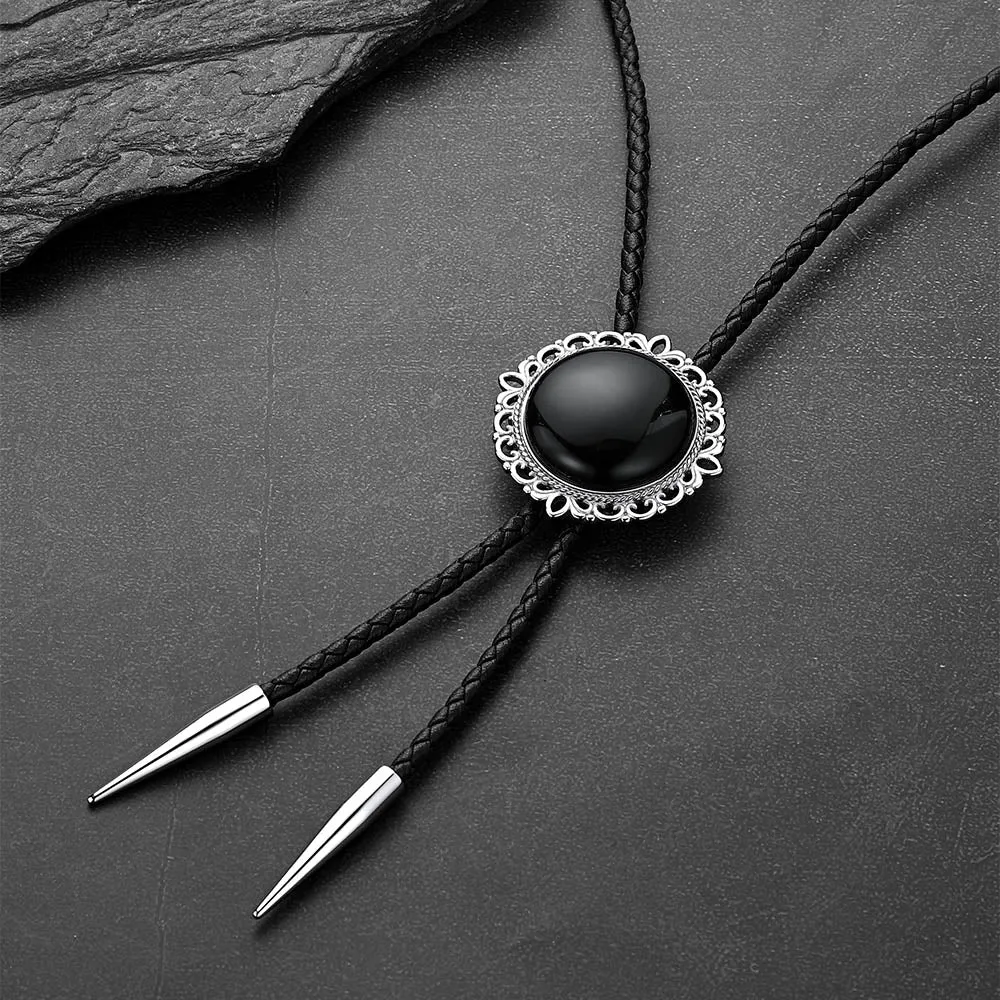 Western Wedding Black Onyx Bolo Ties Necktie for Men