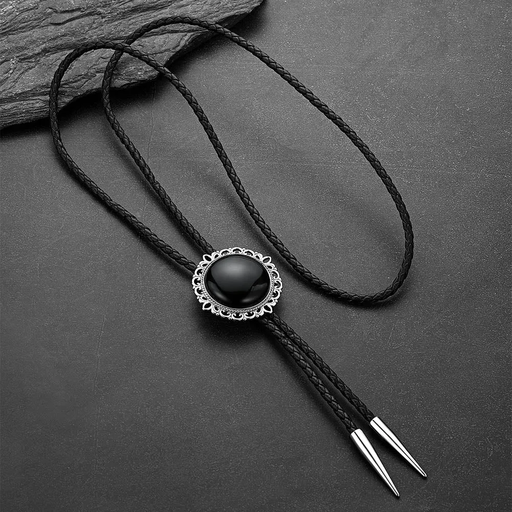 Western Wedding Black Onyx Bolo Ties Necktie for Men