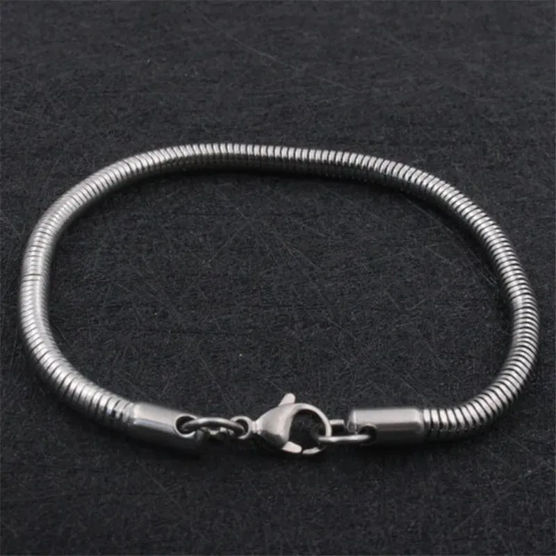 Wholesale Price 316L Stainless Steel Round Snake Link Chain Bracelet Fashion Party Gift Jewelry For Men and Women Width 2/3/4MM