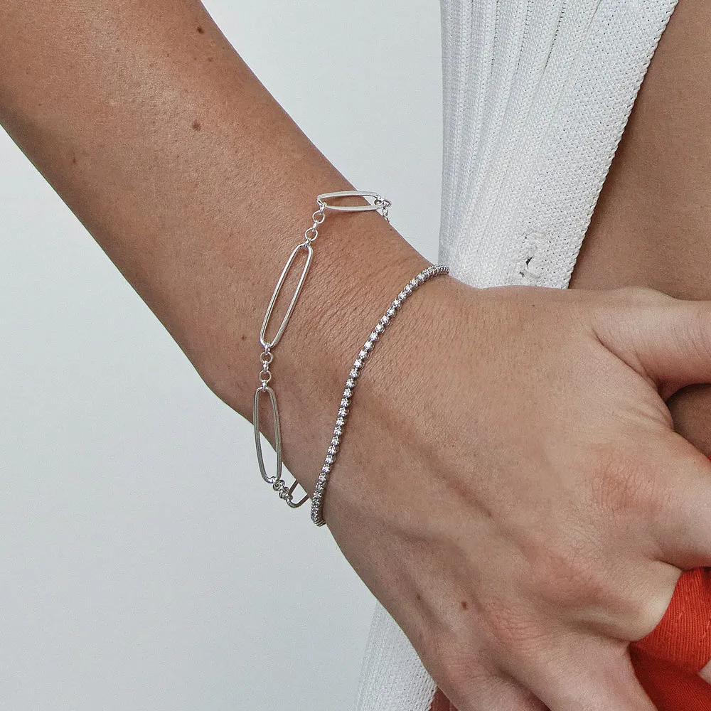 Wire Paperclip Chain Bracelet in Silver