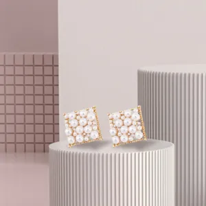 Women's Square Pearl Earrings