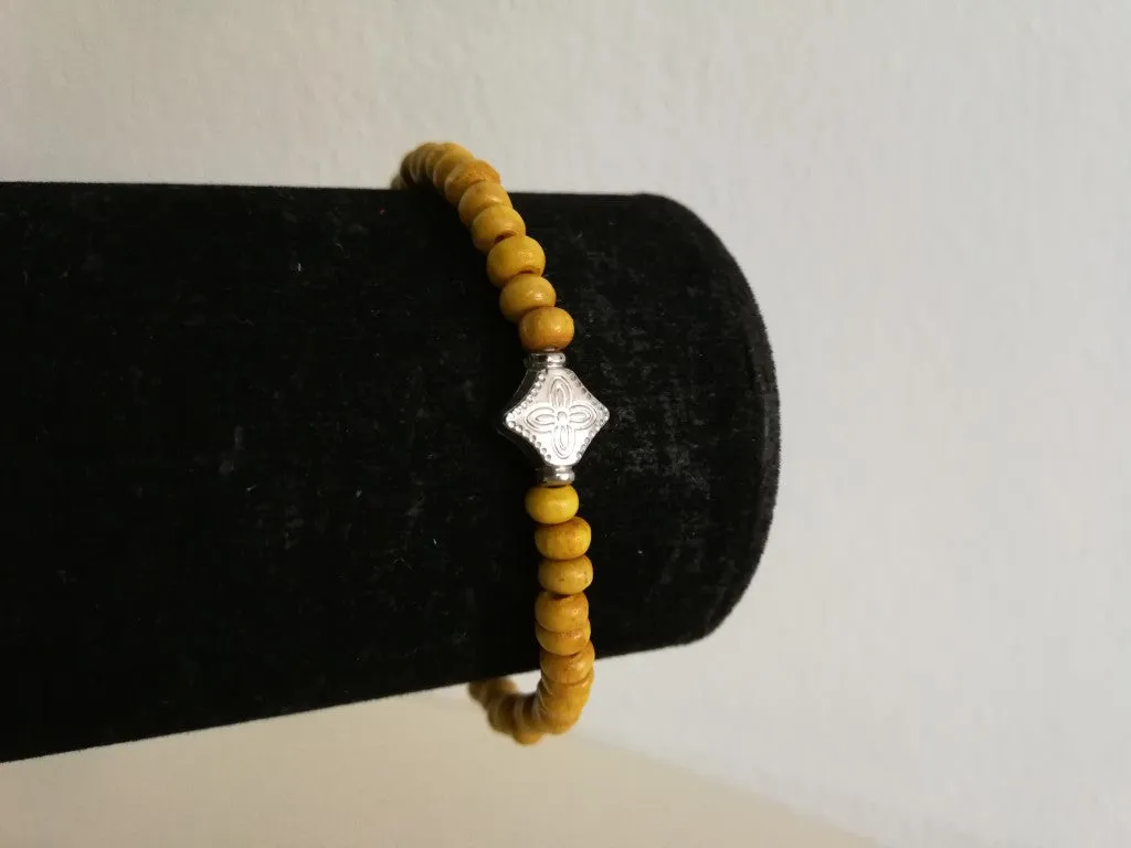 Wooden Beaded Bracelet  (Yellow)